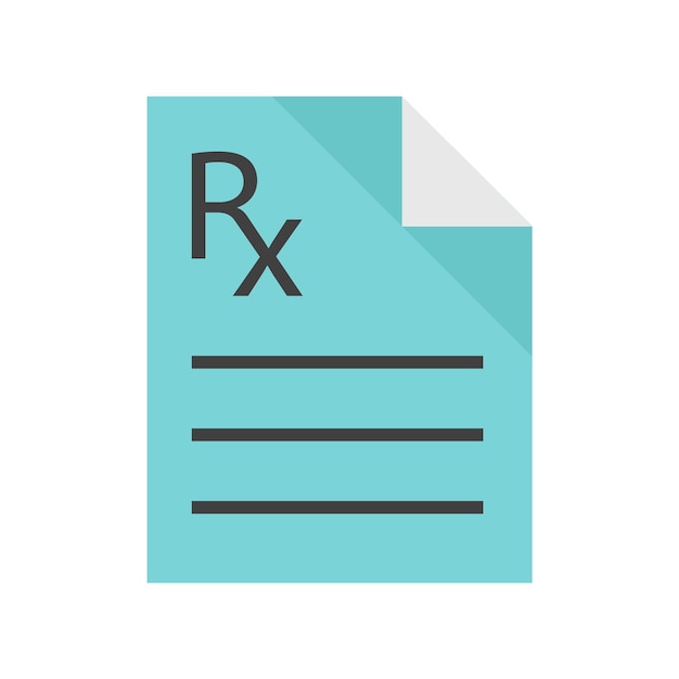 Medical prescription icon in flat color style