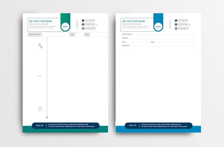 Vector medical prescription pad template design dental creative unique letterhead design