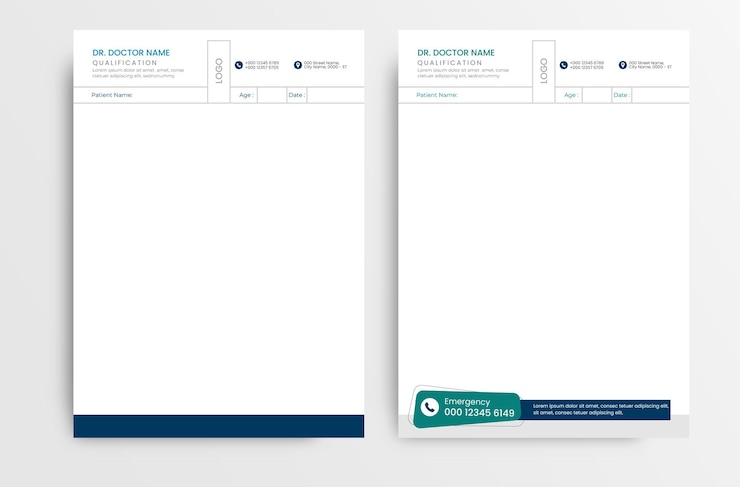 Vector medical prescription pad template design dental creative unique letterhead design