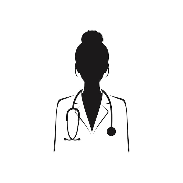 Medical Professional Silhouette Vector Illustration Art of Woman Doctor