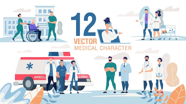 Medical Professionals Characters Flat  Set