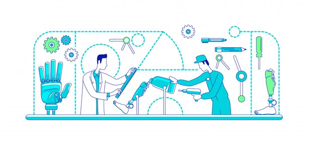 Medical prosthetics thin line concept illustration