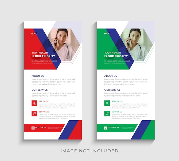 Medical rack card or dl flyer design template