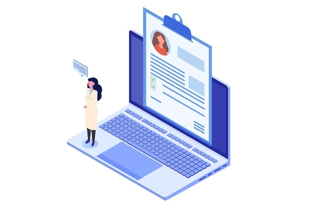 Medical record Online doctor concept Isometric