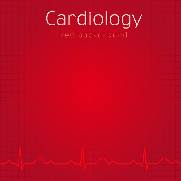 Medical red background. outpatient card cover design or presentation's slide. icons frame idea.