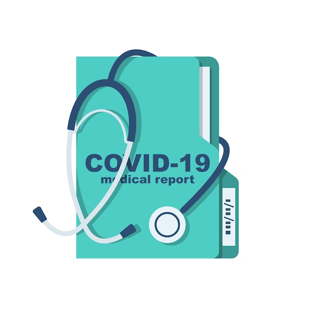 Medical report coronavirus covid19 stethoscope and notepad