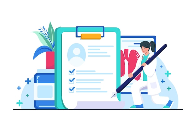 Vector medical report illustration concept