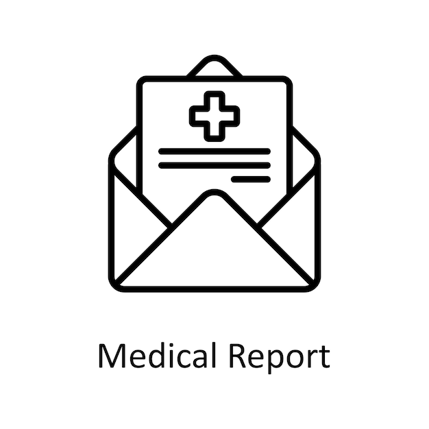 Vector medical report vector outline icon design illustration medical symbol on white background eps 10 fi