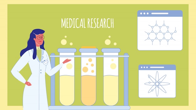 Modello di banner web piatto ricerca medica