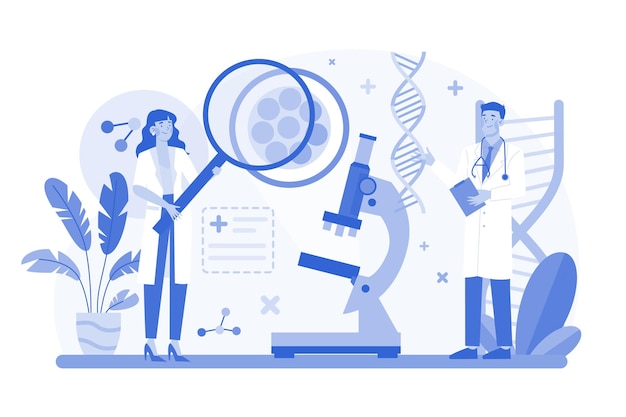 Vector medical research illustration concept on a white background