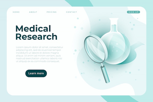 medical research illustration with magnifier and lab jar. vaccine discovery. 
