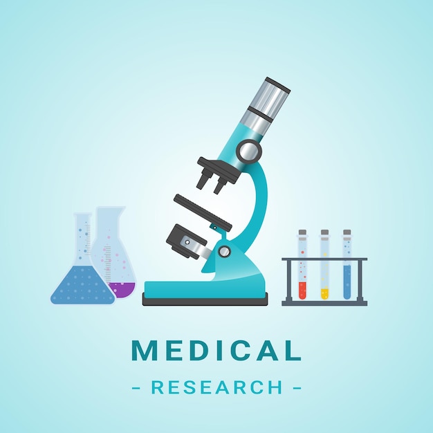 Medical Researh Illustration Microscope Isolated On A Background Vector Illustration