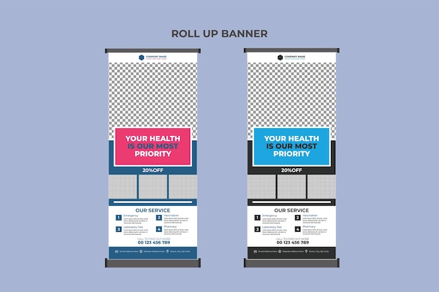 Vector medical roll up banner business template