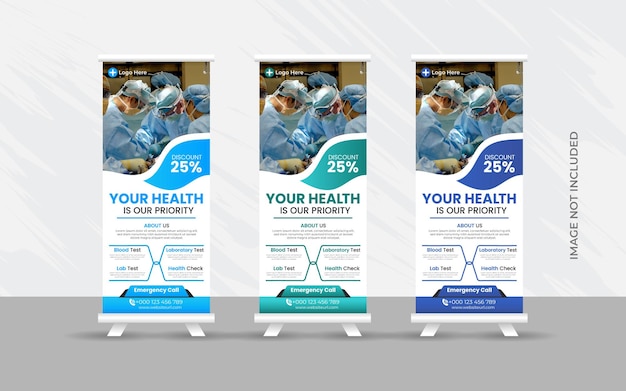 Medical roll up banner design template