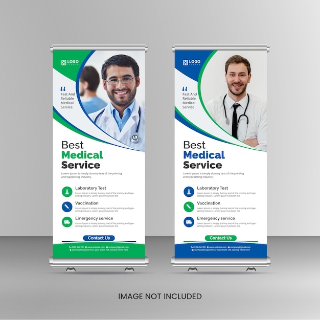 Vector medical roll up banner design template