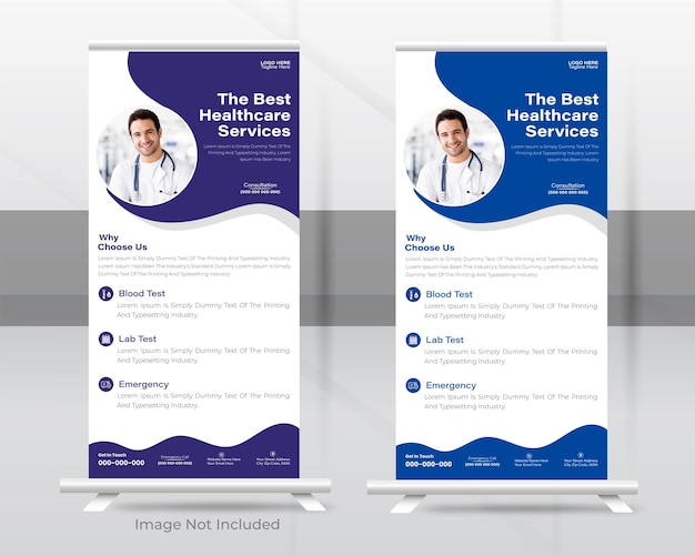 Medical Rollup Banner Design Or Healthcare and Dl Flyer Design Template