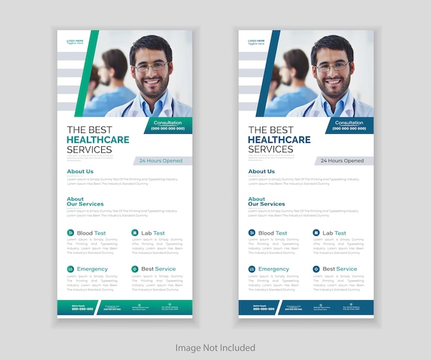 Medical rollup of dl flyer design template voor uw bedrijf