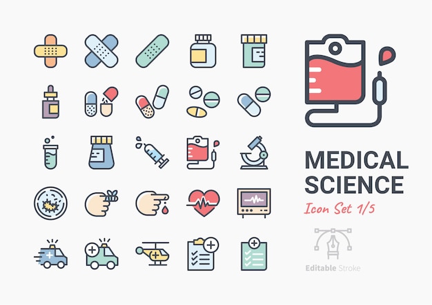 Medical science icon set