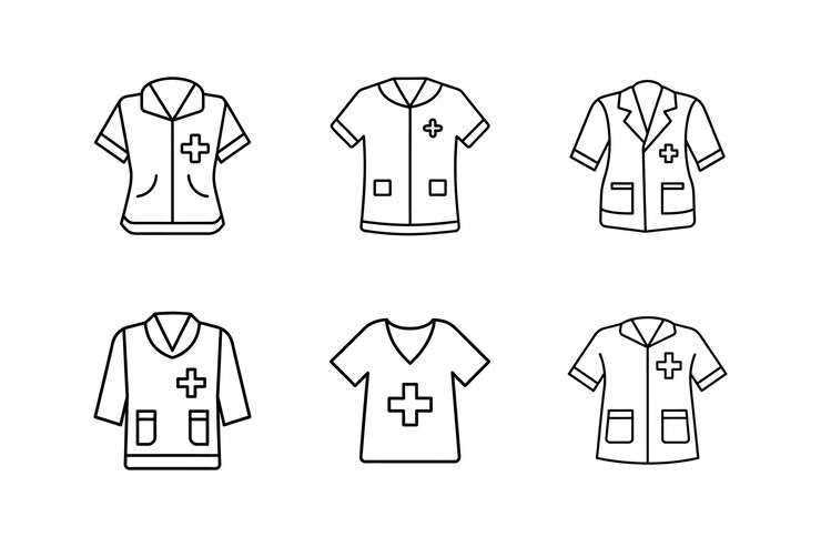 Vector medical scrub icon line art vector illustration