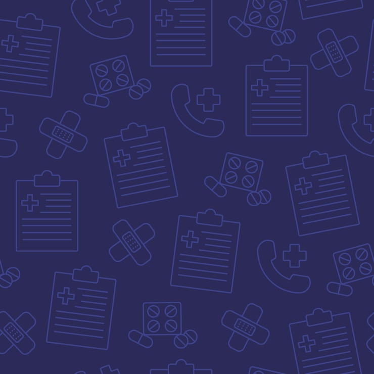 Vector medical seamless pattern in line art style includes pills band aidsmedical clipboards etc