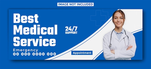 Medical service ads cover banner template design