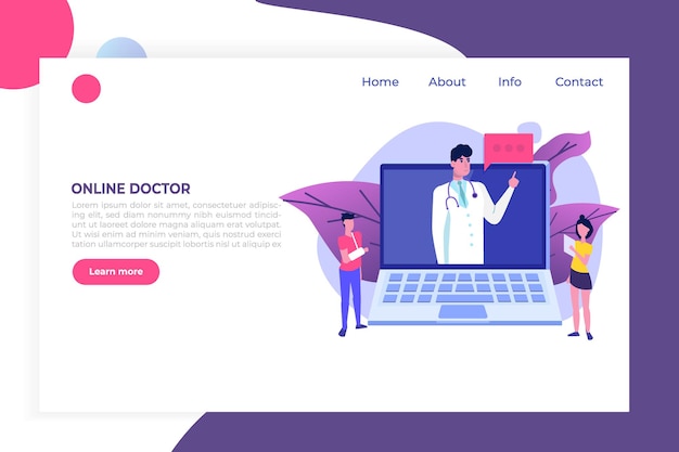 Medical service,  app page screen. Doctor online concept. 