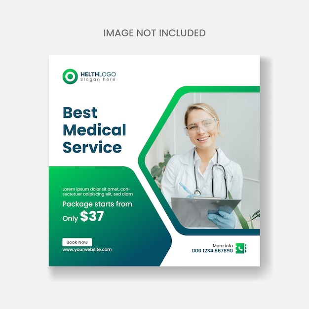 medical service health social media post banner design free vector template