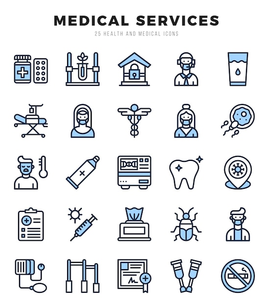 MEDICAL SERVICES Icon Pack 25 Vector Symbols for Web Design