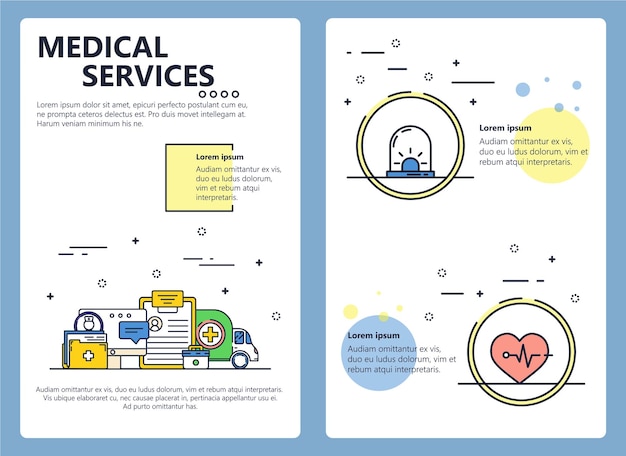 Vector medical services web banner poster flyer leaflet brochure template vector modern thin line art flat style design illustration