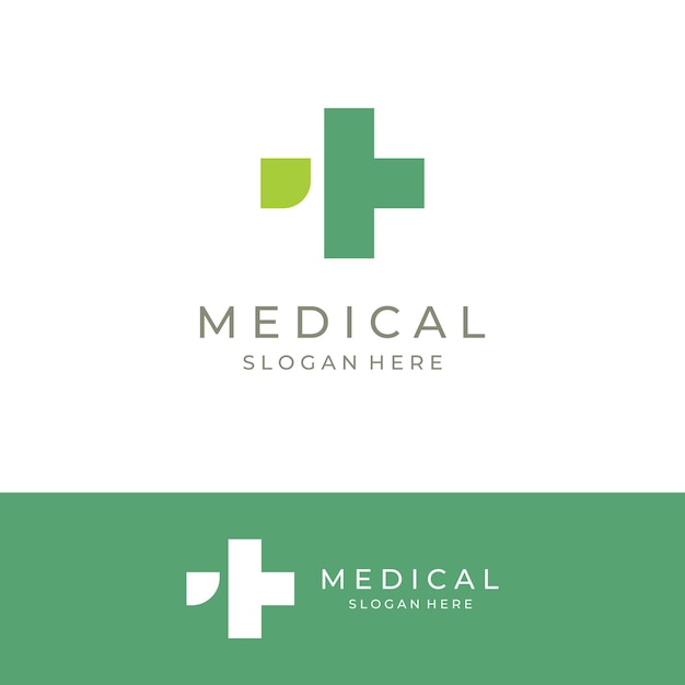 Logo del segno medico che utilizza un logo più semplice e moderno per l'ospedale della farmacia della farmacia medica con illustrazione vettoriale del modello