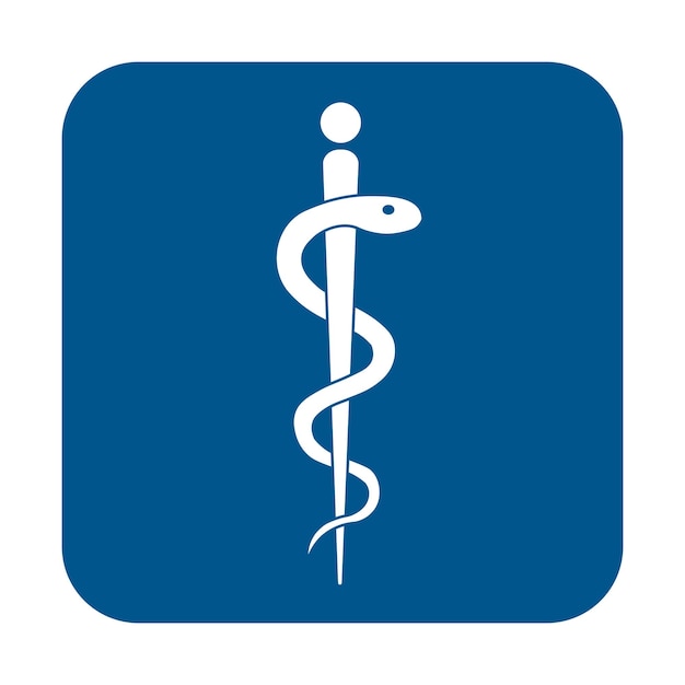 Vettore icona del serpente del segno medico pittogramma in stile glifo dell'ambulanza ospedaliera
