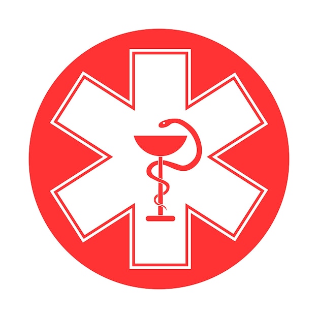 Vettore icona della stella della vita del segno medico pittogramma in stile glifo della stella dell'ambulanza ospedaliera