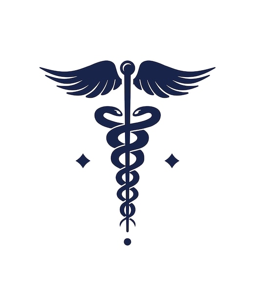 Medical Snake Caduceus Logo Sign Template Isolated on White Background