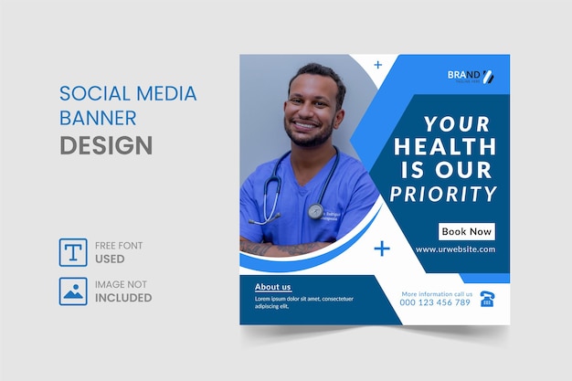 Post di instagram di social media medici o design di banner