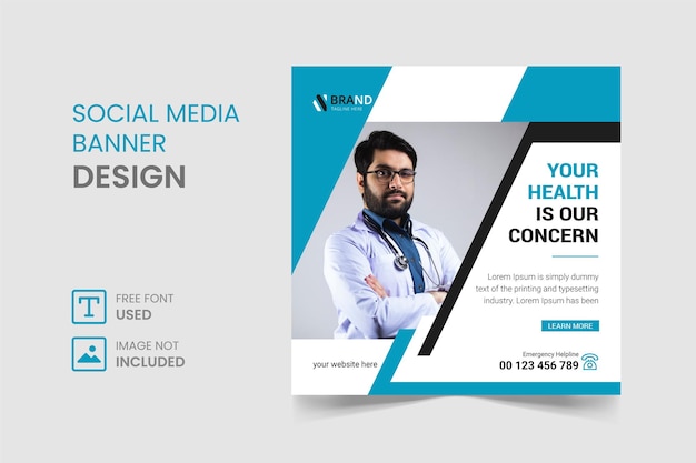 Medical Social Media Instagram Post Banner and Square Flyer