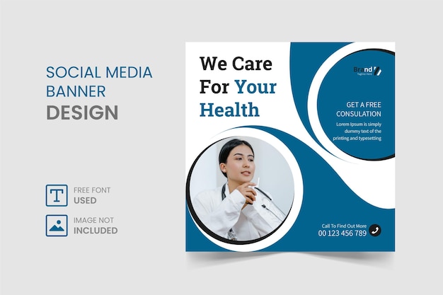 Vector medical social media instagram post banner and square flyer