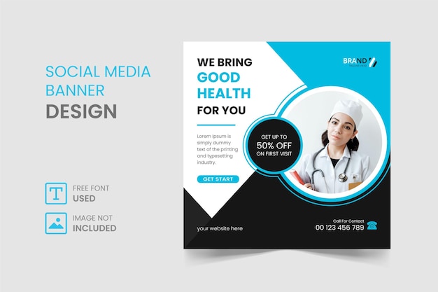 Vector medical social media instagram post banner and square flyer