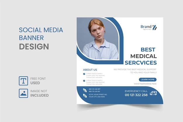 medical social media post and square flyer template