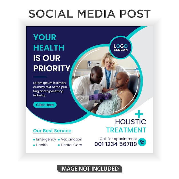 Medical social media post square flyer templates