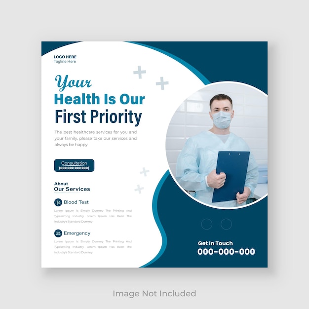 Vector medical social media post template design for your business