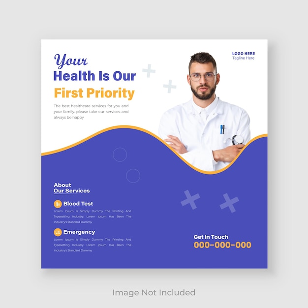 Vector medical social media post template design for your business
