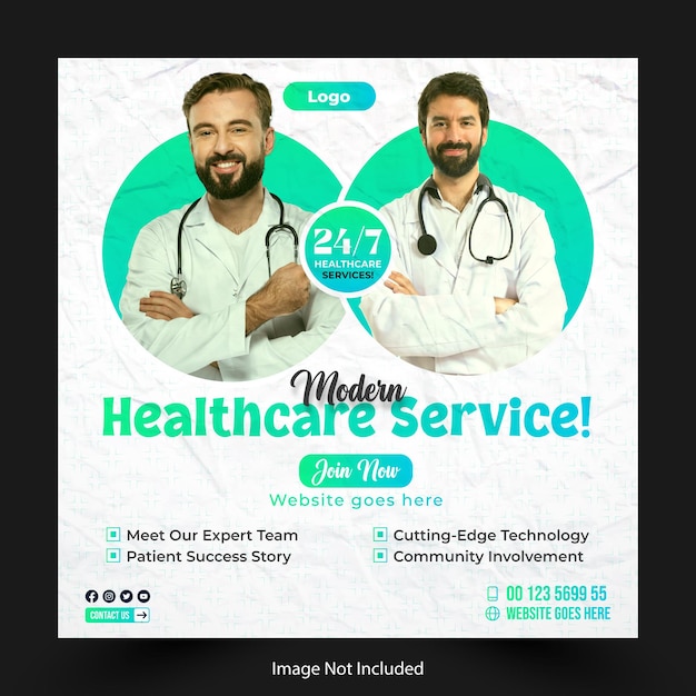 Medical social media post template illustration