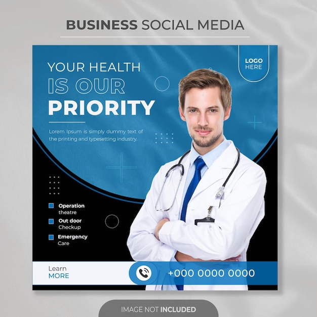 Modello di post sui social media medici per promuovere il business