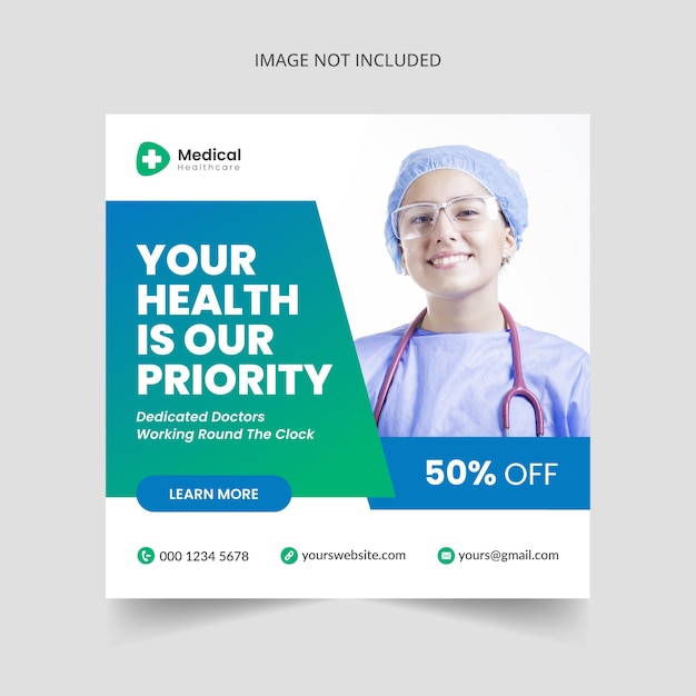 Vector medical social media post template