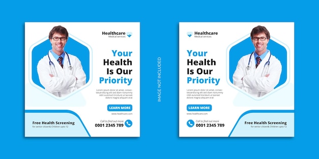 Vector medical social media post template