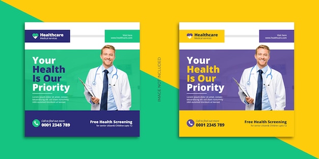 Vector medical social media post template