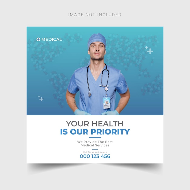 의료 소셜 미디어 게시물 및 웹 배너 템플릿 Premium 벡터