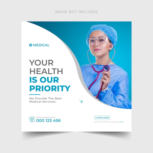 Post sui social media medici e modello di banner web vettore premium