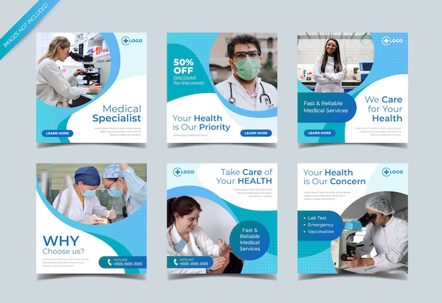 Vector medical social media promo for instagram post template