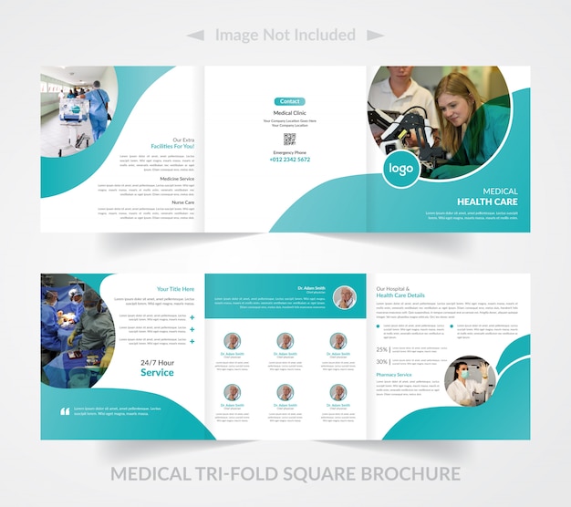 Medical square tri-fold brochure template 